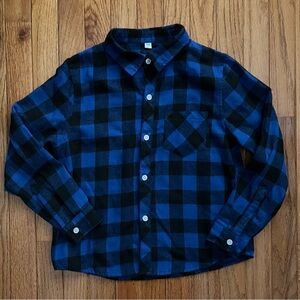 Blue and Black Checkered Kids Shirt boys size 150, Buffalo plaid